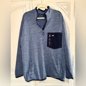 Southern Marsh Men’s Large Blue with Navy trim Quarter Zip Pullover, Sz L